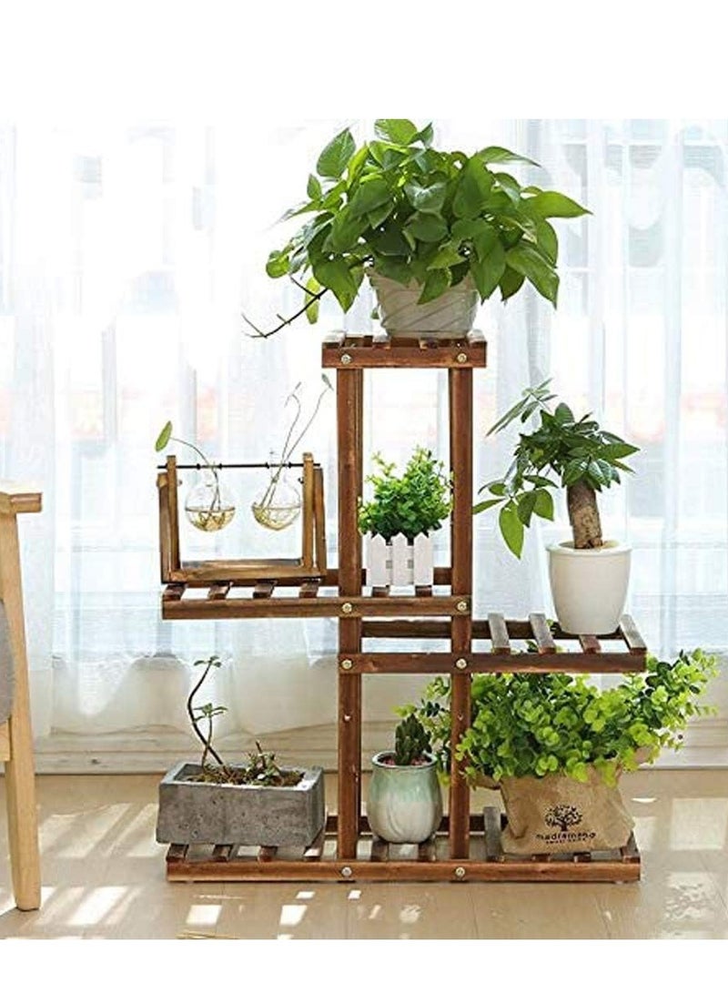 FFD 5-Tier Wood Plant Stand – Multi-Tier Floor Standing Rack for Indoor & Outdoor, Durable Wooden Flower Pot Holder for Balcony, Living Room, Patio & Garden