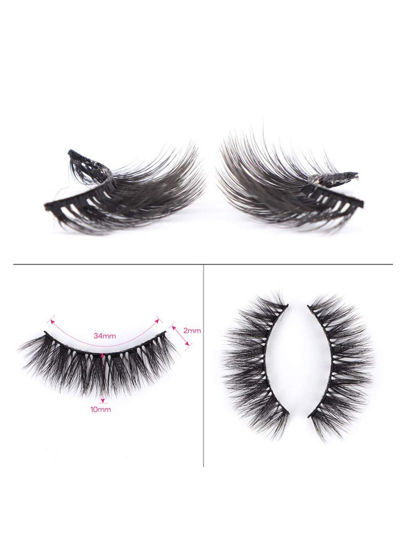 False Eyelash, Eye Makeup Lash 3D Faux Mink Fake Eyelash Long Natural Eyelashes 3 Pairs with 5g False Eyelash Glue