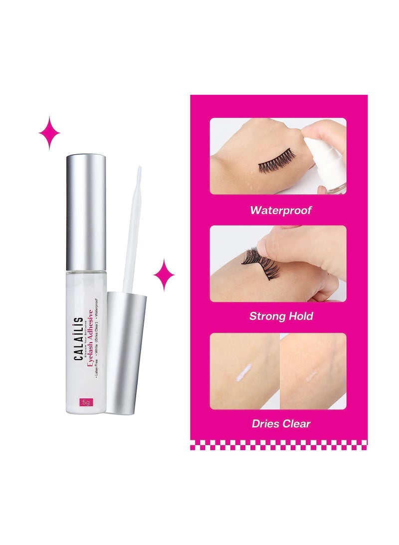 False Eyelash, Eye Makeup Lash 3D Faux Mink Fake Eyelash Long Natural Eyelashes 3 Pairs with 5g False Eyelash Glue