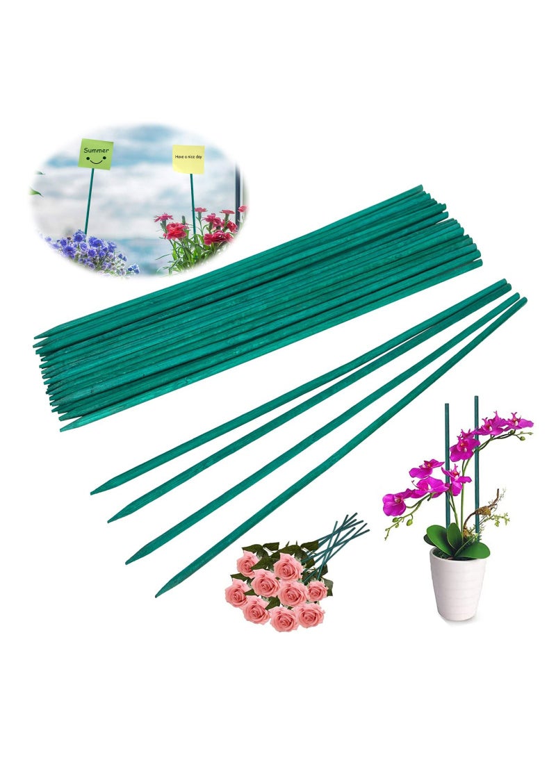 Garden Stakes Green Bamboo Sticks Decorative, Wooden Plant Support Sticks, Green Wood Plant Stakes, Floral Plant Support Stakes, Wooden Sign Posting Garden Sticks and DIY Activities