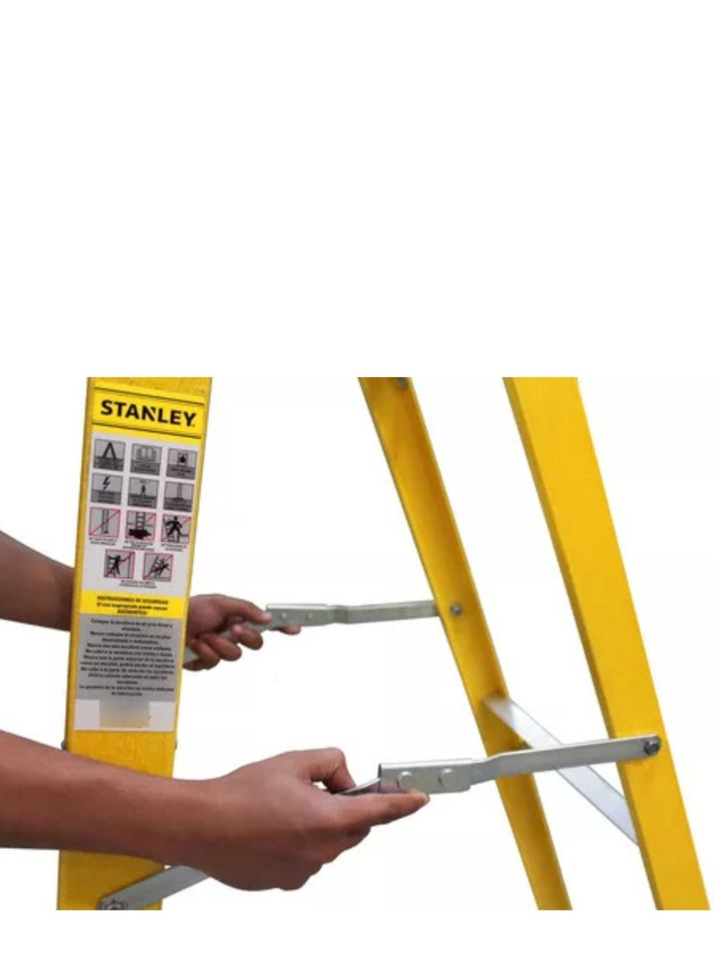 Stanley Fiberglass Step ladder, 7 Steps + Tool Holder, Lightweight, Safe for Electrical Work, Supports Up to 150 Kg