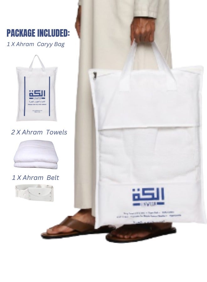 US ELK Men's Ahram Set | Premium 2 Ahram Towels + Belt for Hajj & Umrah | Easy-to-Wear & Comfortable Muslim Wear Ihram Set