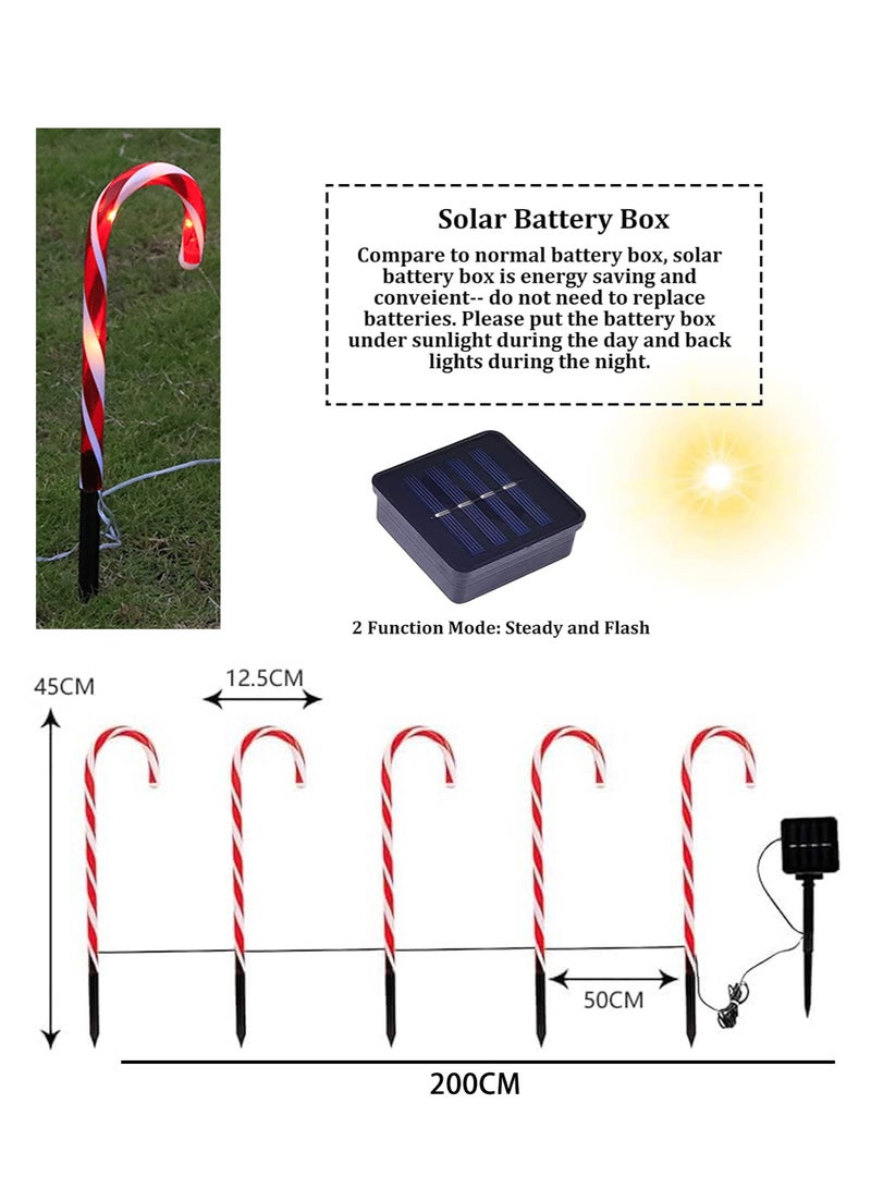 5Pcs Solar LED Lights Warm White Channel Lights Waterproof Landscape Lights LED Fairy Lights for Outdoor Garden Courtyard (Crutch pattern)