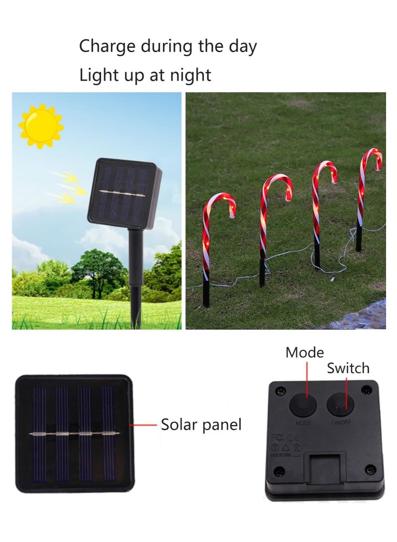 5Pcs Solar LED Lights Warm White Channel Lights Waterproof Landscape Lights LED Fairy Lights for Outdoor Garden Courtyard (Crutch pattern)