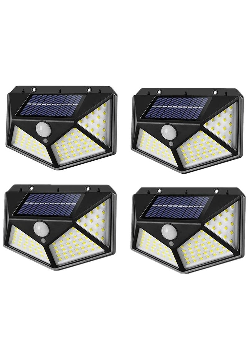 Solar motion sensor lights, outdoor lights 100 LED 4 Pack,Solar Outdoor,3 Working Mode IP65 Waterproof for Garden, Fence, Patio, Garage