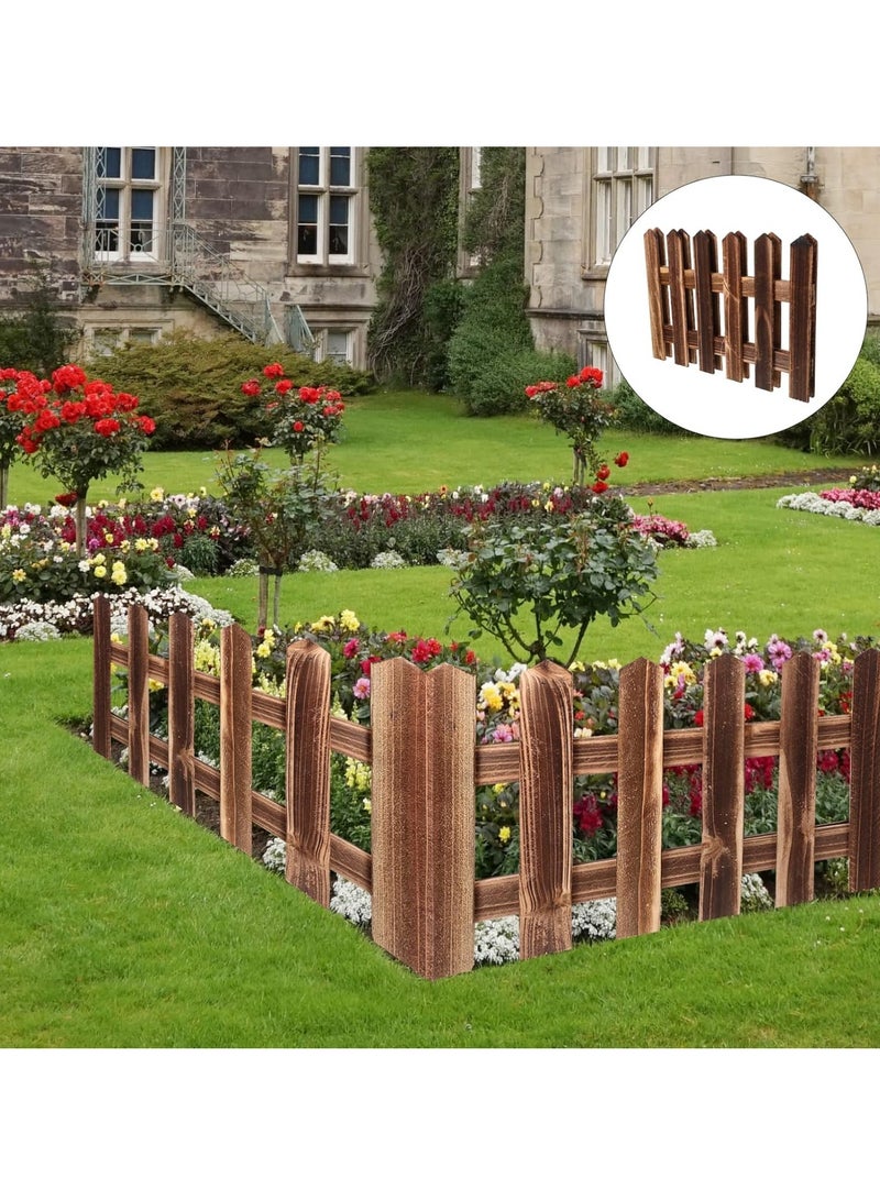 FFD Wooden Garden Picket Fence 160x1x50cm, Decorative Garden Fences for Patio, Fairy Garden Fence, Wooden Landscape Edging Border, Portable Outdoor Fencing for Flower Bed/Lawn Edgings