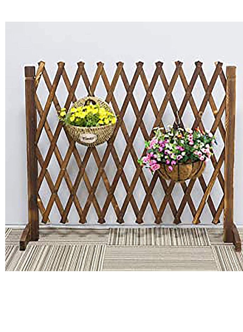 FFD 70cm Brown Portable Expandable Wooden Garden Fence – Freestanding Wicker Trellis, Privacy Screen, Pet Gate for Indoor & Outdoor Use