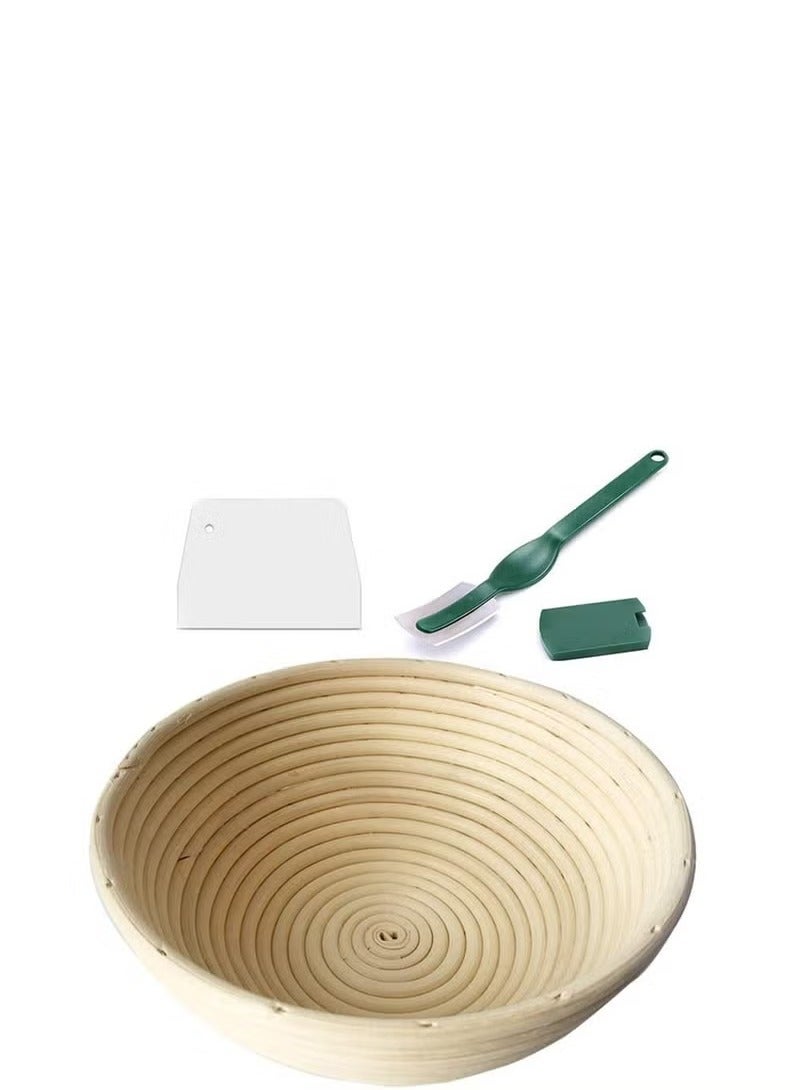 2 Set 9 Inch Proofing Baskets Bread Basket +Bread Lame +Dough Scraper+ Linen Liner Cloth for Professional Home Bakers