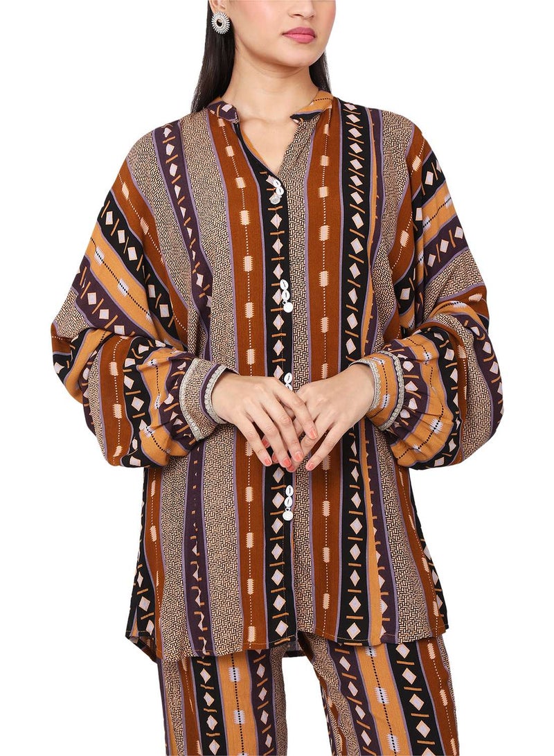 PRINTED VISCOSE CASUAL ELEGANT CO-ORD SET FOR WOMENS ARABIC KAFTAN JALABIYA DRESS