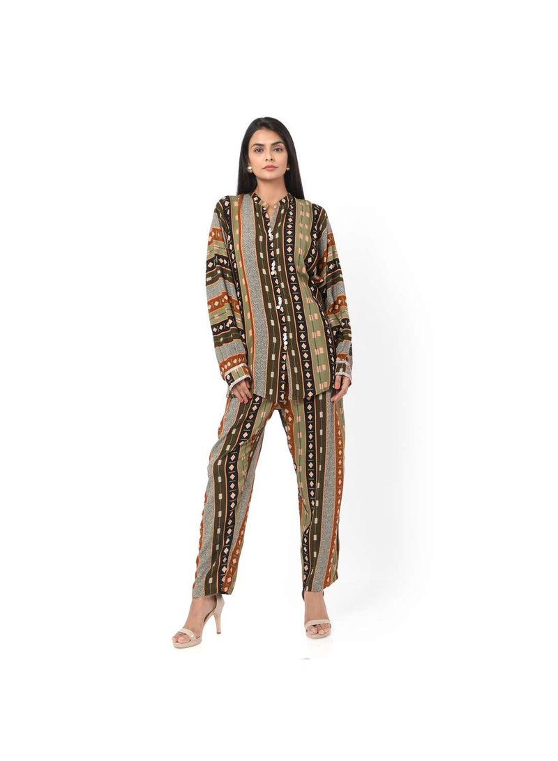 PRINTED VISCOSE CASUAL ELEGANT CO-ORD SET FOR WOMENS ARABIC KAFTAN JALABIYA