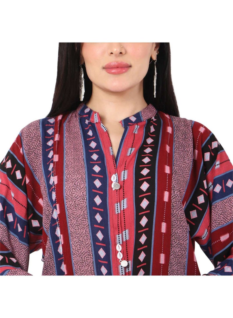 PRINTED VISCOSE CASUAL ELEGANT CO-ORD SET FOR WOMENS ARABIC KAFTAN JALABIYA