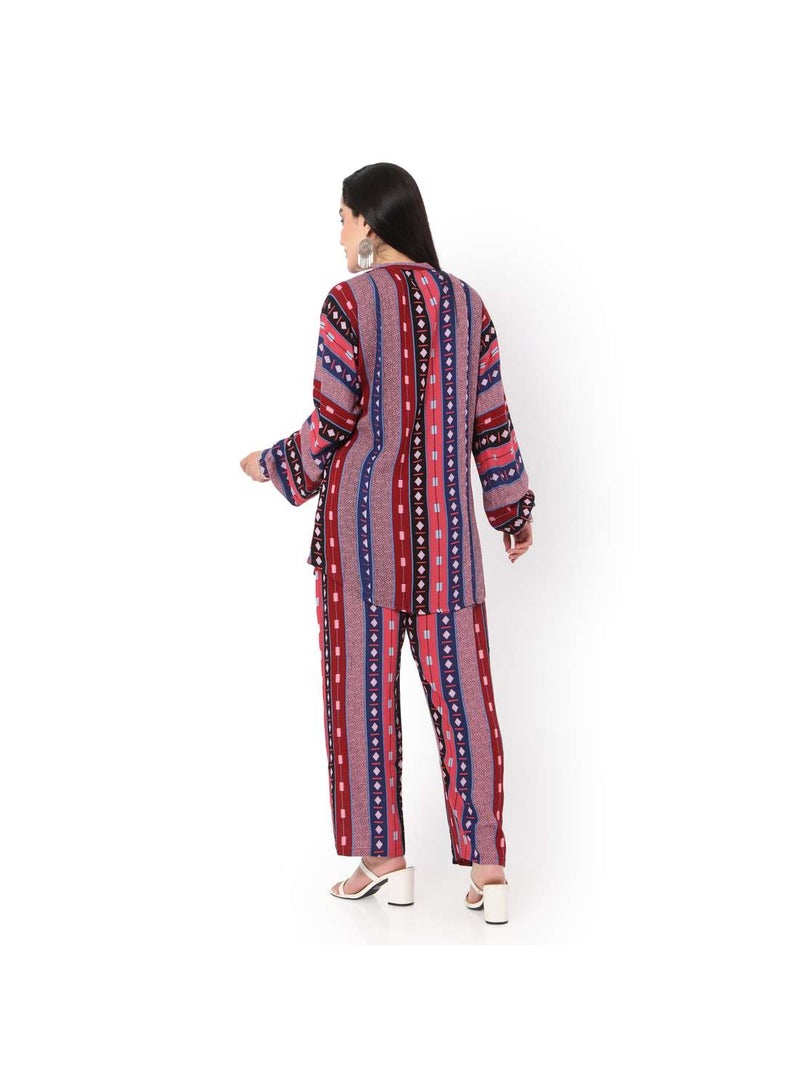 PRINTED VISCOSE CASUAL ELEGANT CO-ORD SET FOR WOMENS ARABIC KAFTAN JALABIYA