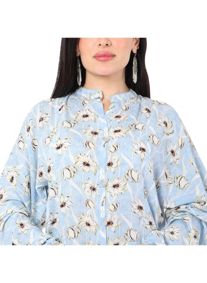 FLORAL PRINTED VISCOSE CASUAL ELEGANT CO-ORD SET FOR WOMENS ARABIC KAFTAN JALABIYA