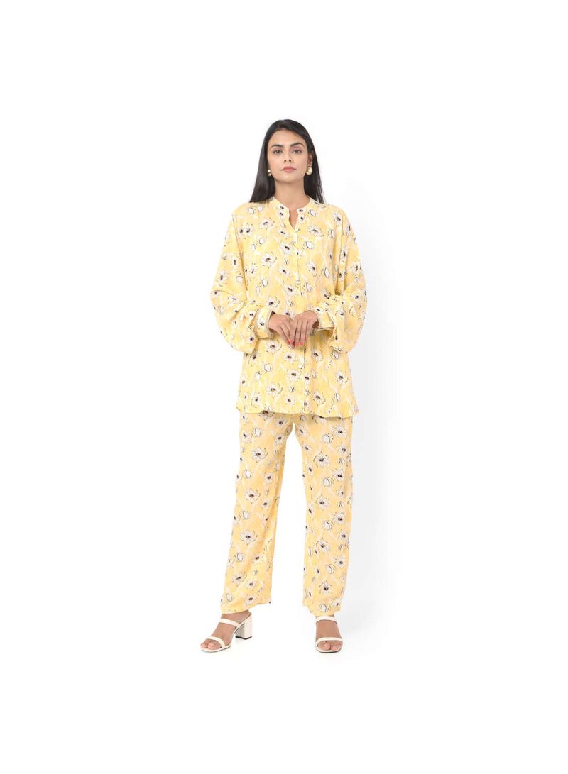 FLORAL PRINTED VISCOSE CASUAL ELEGANT CO-ORD SET FOR WOMENS ARABIC KAFTAN JALABIYA