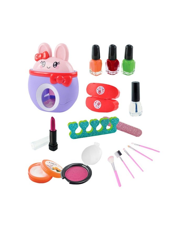 Premium Kids Makeup Kit with Nail Machine Fun Nail Paints Blushed Lipsticks for Girls Glam Makeovers