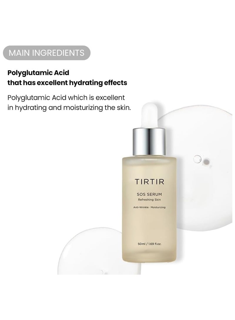 TIRTIR SOS Serum - Radiant Glow Boosting Face Serum - Plumping, Anti Aging, Hydrating - Visibly Smooth and Glowy Skin - Fragrance Free Serum for All Skin Types, 1.69 fl.oz.