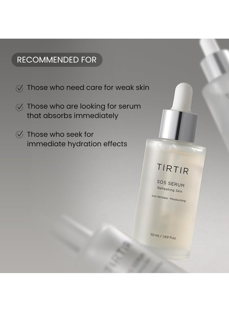 TIRTIR SOS Serum - Radiant Glow Boosting Face Serum - Plumping, Anti Aging, Hydrating - Visibly Smooth and Glowy Skin - Fragrance Free Serum for All Skin Types, 1.69 fl.oz.