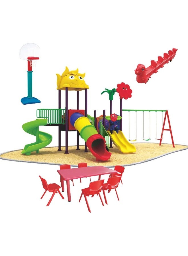 RBW TOYS Outdoor Games for Kids, Offer included Swings, Slides and Climbers Play-Ground Toys Area Size 710x450x360cm. MODEL : RW-12007.