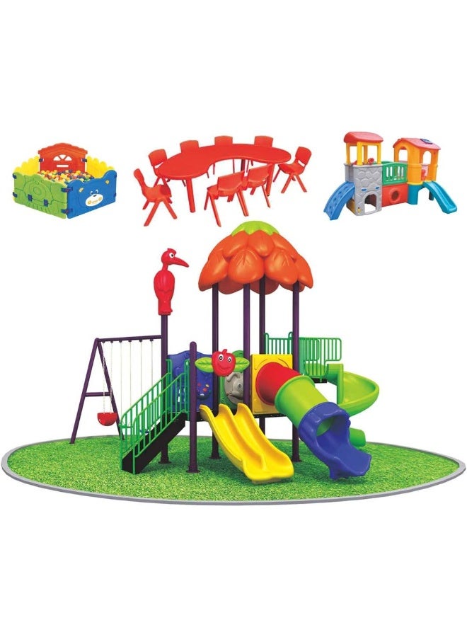 RBW TOYS Outdoor Games Set for Kids, Playset include Swing, Slide and More. Play-Ground Toys Area Size 700x450x370cm. MODEL : RW-12008.