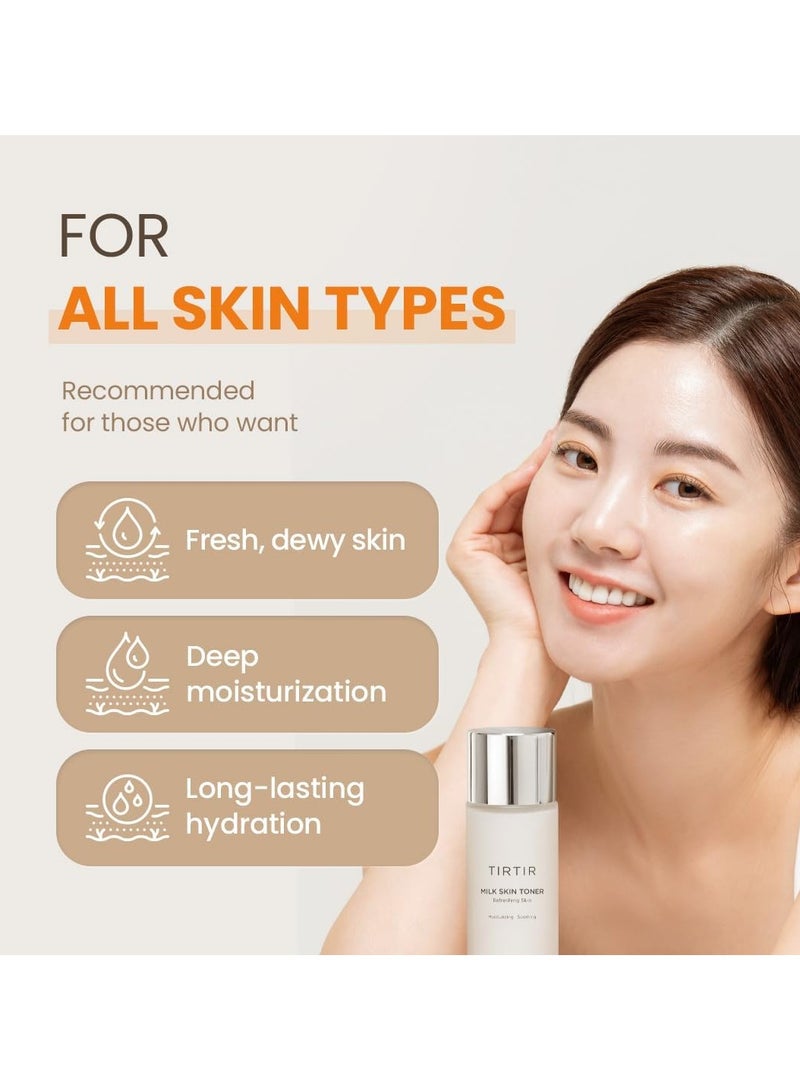 TIRTIR Milk Skin Rice Toner | Deep Moisturizing, Hydrating Toner for face, Niacinamide, Ceramide, Rice Bran Extract, Nature-Oriented Ingredients for Korean Skin Care, Vegan, 5.07 fl.oz.