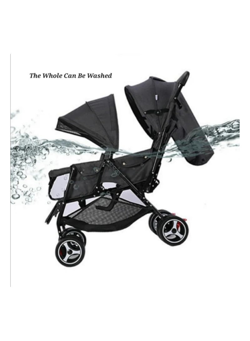 Twin  Double Stroller new born baby to 36 monthts baby Gray