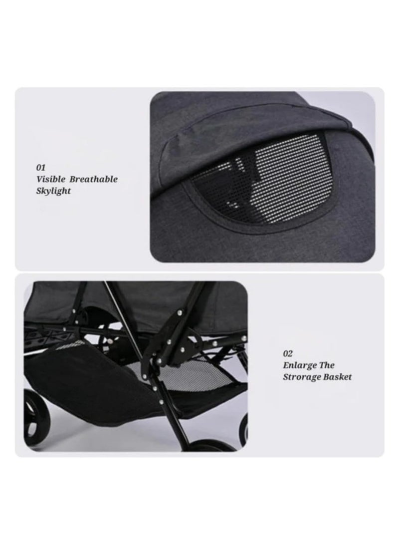 Twin  Double Stroller new born baby to 36 monthts baby Gray