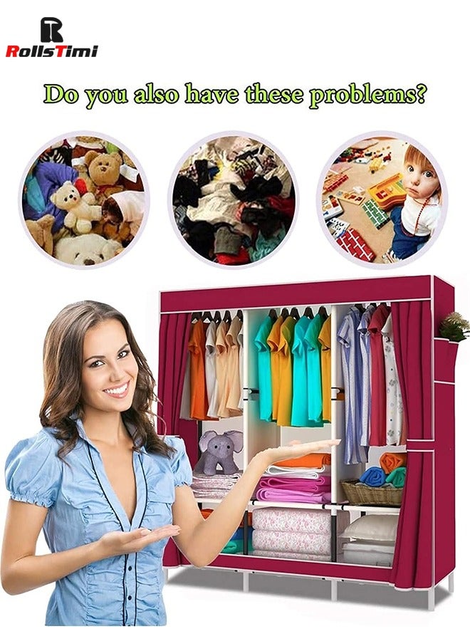 Portable Wardrobe Organizer Maroon
