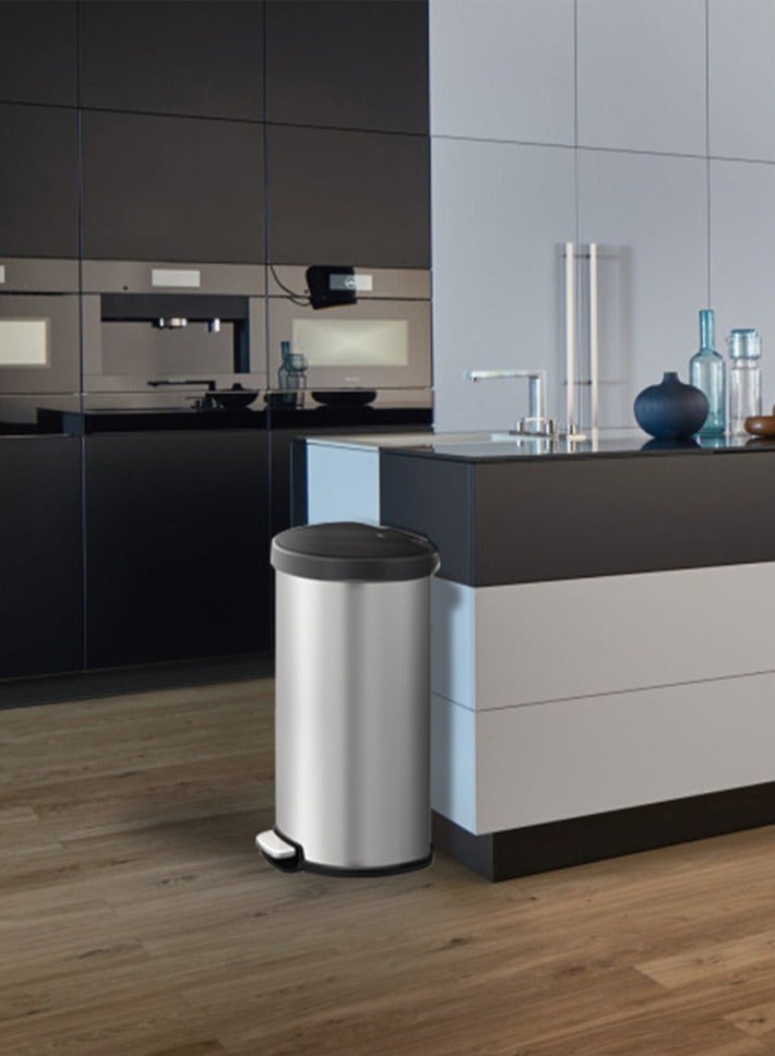 ARIA SERIES | Brushed Stainless Steel Finish | Soft-Closing | Fingerprint-Resistant | Step Trash Bin | Versatile For Homes & Kitchens | 45L