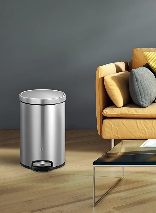 5L Premium Pedal Trash & Garbage Bin | Brushed Stainless Steel | Soft-Close Lid | Fingerprint-Resistant | Ideal for Bathrooms or Small Spaces