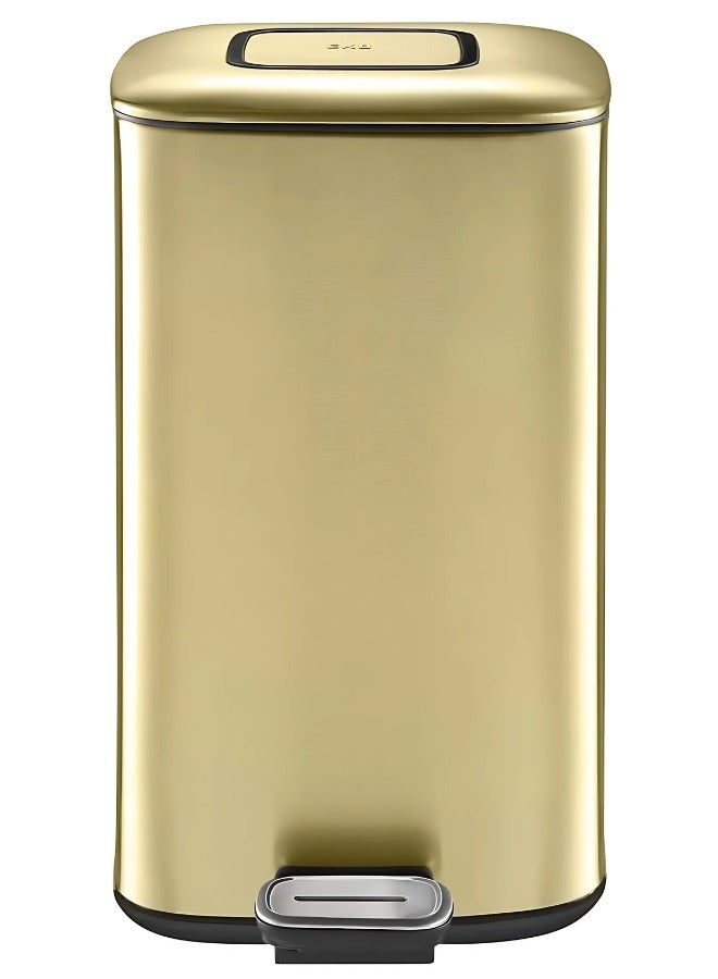 REGENT SERIES | Brushed Stainless Steel Finish | Soft-Closing | Fingerprint-Resistant | Pedal Trash & Garbage Bin, Champagne Gold, 32 Liters