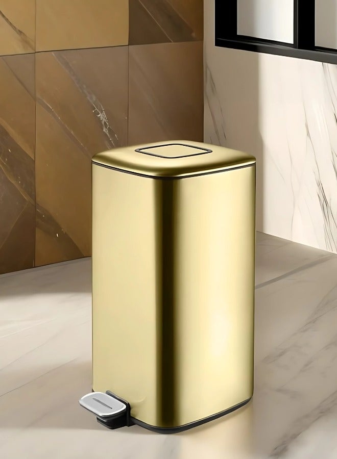 REGENT SERIES | Brushed Stainless Steel Finish | Soft-Closing | Fingerprint-Resistant | Pedal Trash & Garbage Bin, Champagne Gold, 32 Liters