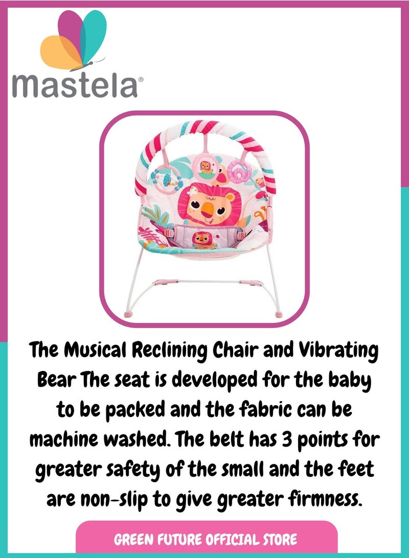 Baby Bouncer And Toddler Baby Rocker With Soothing Vibration And Hanging Toys - Pink