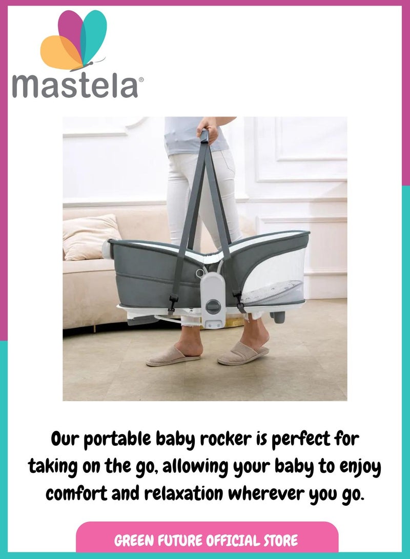 Baby Bassinet Rocker 6-in-1 – Portable Infant Cradle with Mosquito Net & Toy Bar | Newborn Sleeper, Napper & Rocking Cradle for Comfort & Safety