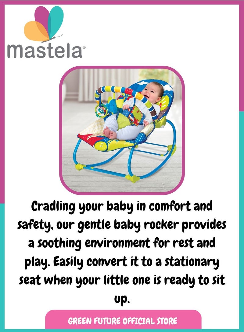 Baby Rocker Chair – Infant Bouncer with Toy Bar & Vibration | Adjustable Newborn Rocking Seat | Toddler Rocker for Play, Rest & Comfort