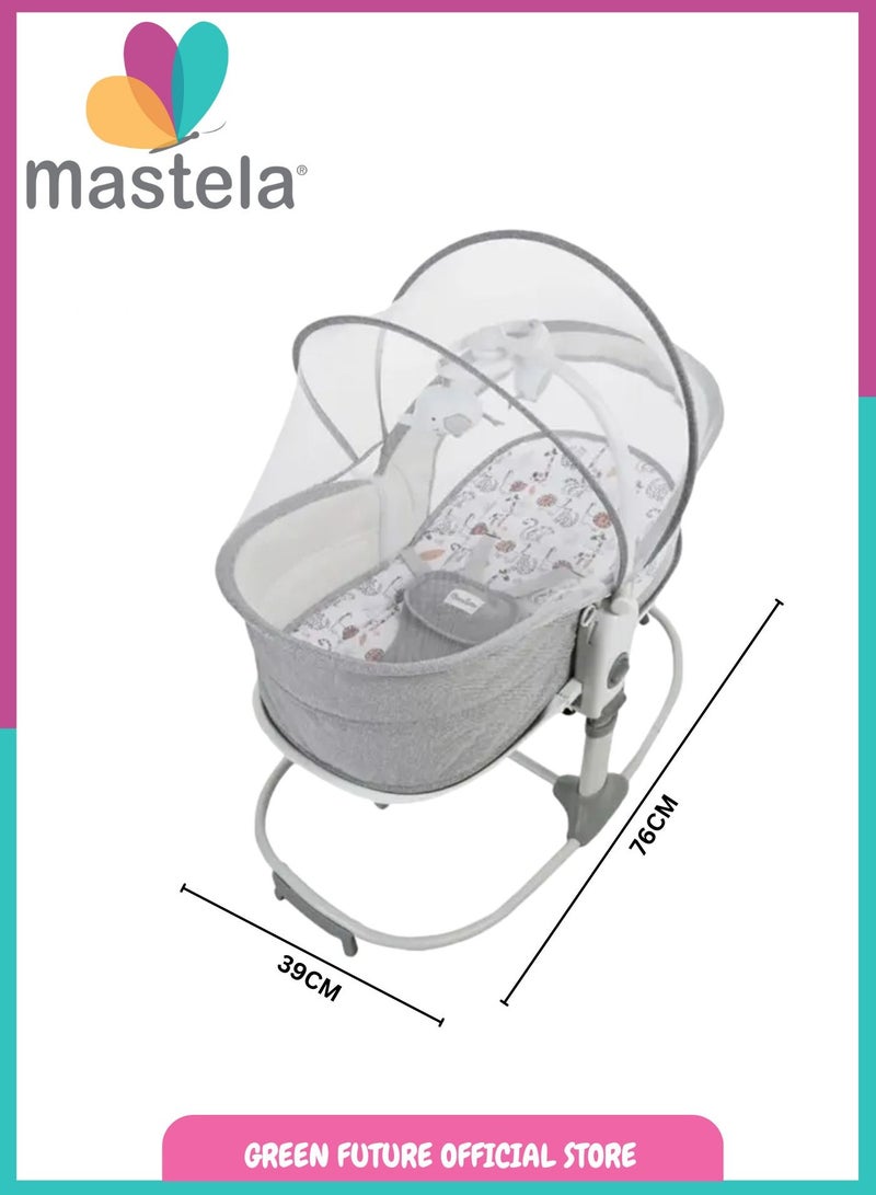 Baby Bassinet Rocker 6-in-1 – Portable Infant Cradle with Mosquito Net & Toy Bar | Newborn Sleeper, Napper & Rocking Cradle for Comfort & Safety