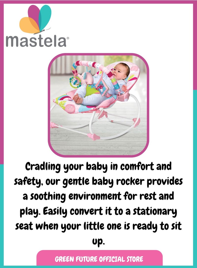 Baby Rocker Chair – Infant Bouncer with Toy Bar & Vibration | Adjustable Newborn Rocking Seat | Toddler Rocker for Play, Rest & Comfort