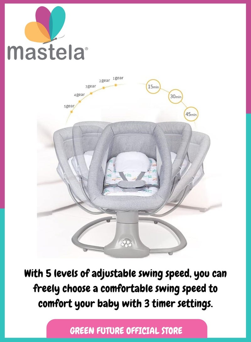 Baby Bassinet And Cradle Swing Bed 3-In-1 Multi-Functional with Canopy and Mosquito Net - Grey for Newborn Comfort and Safety