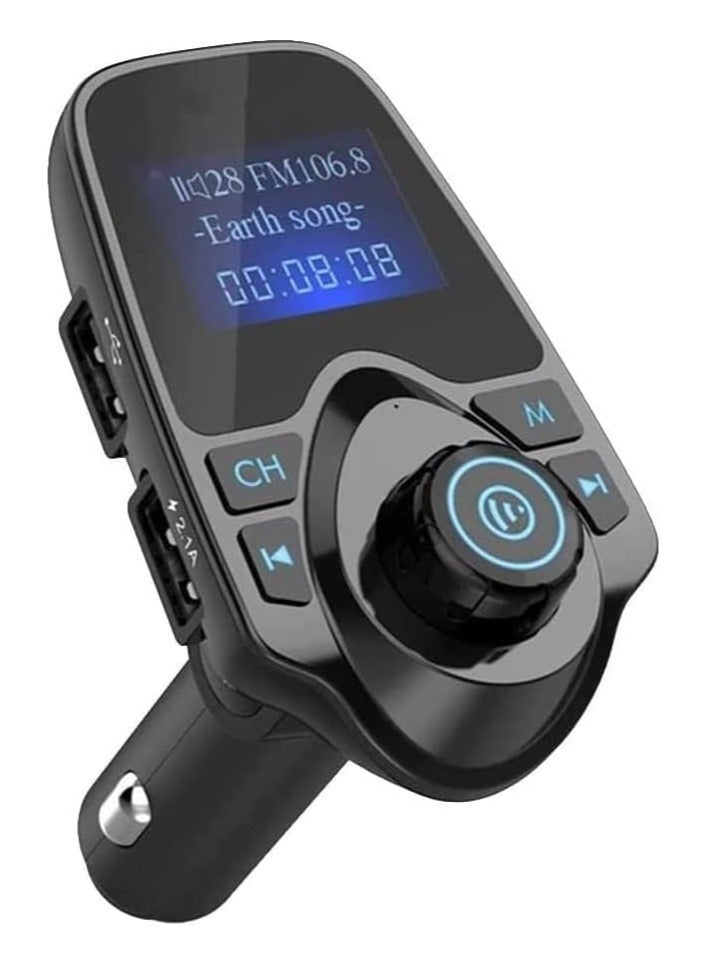 eTECH Upgraded Bluetooth FM Transmitter, T11 Hands-Free Car Kit with USB Charger, Multi-Music Play Modes, 1.44 Inch Screen, and MP3 Player – For All Smartphones