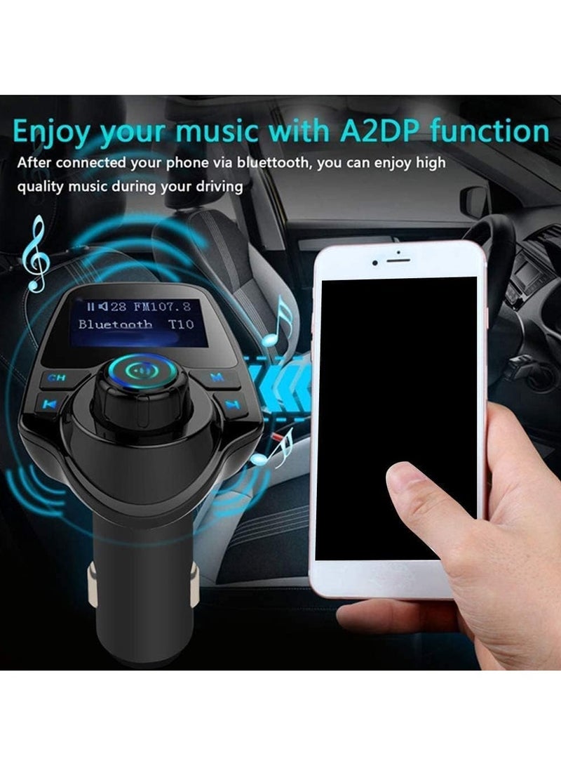 eTECH Upgraded Bluetooth FM Transmitter, T11 Hands-Free Car Kit with USB Charger, Multi-Music Play Modes, 1.44 Inch Screen, and MP3 Player – For All Smartphones