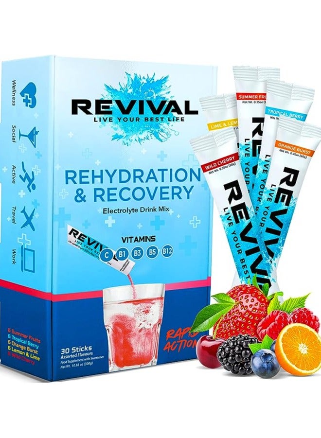 Revival Rapid Rehydration Electrolytes Powder Assorted Flavor 30 Sachet