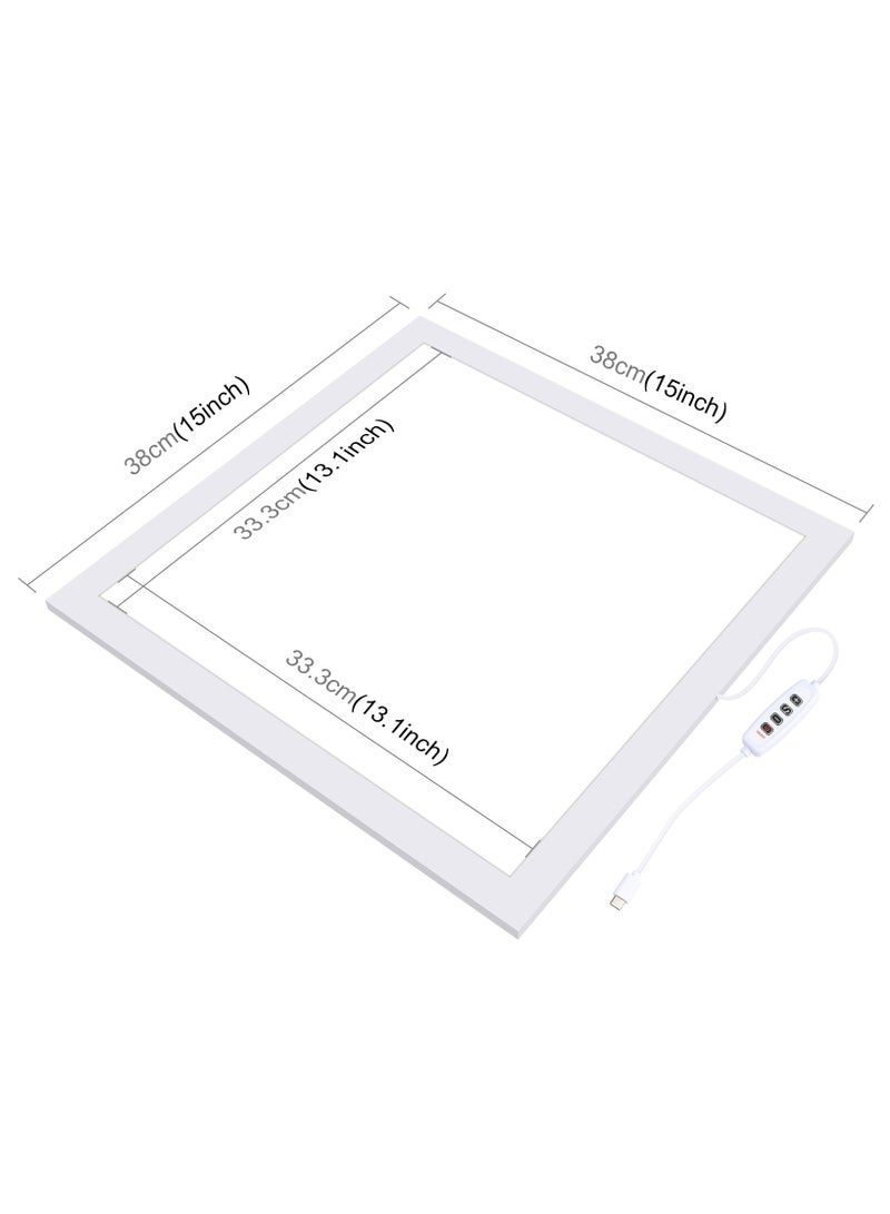 PULUZ 1200LM LED Photography Shadowless Light Lamp Panel Pad with Switch, Metal Material, No Polar Dimming Light, 34.7cm x 34.7cm Effective Area