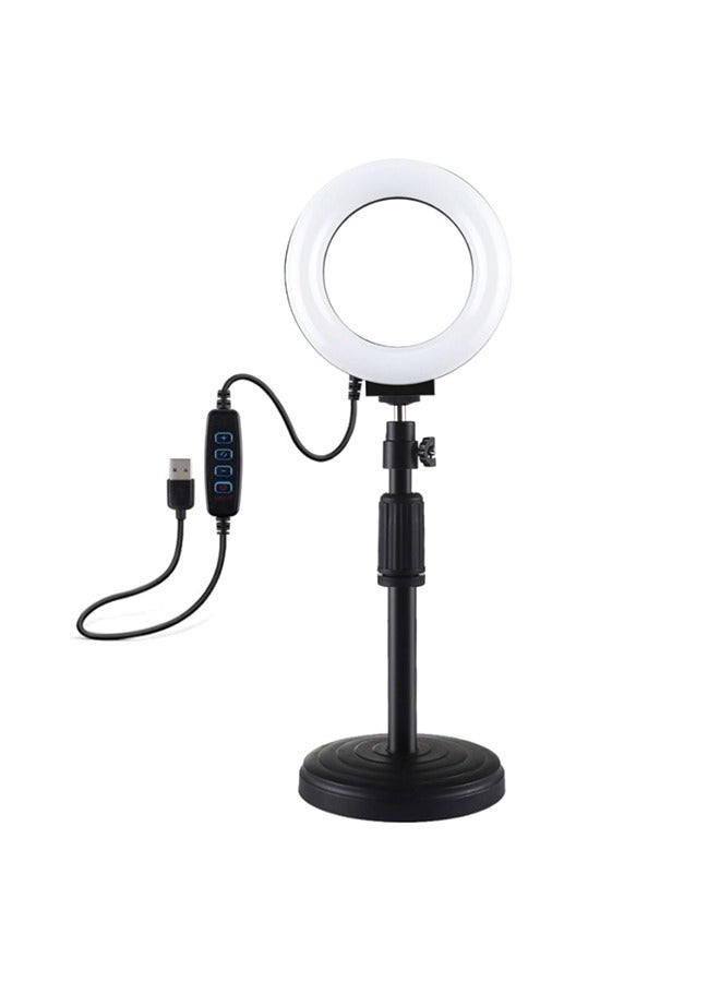 PULUZ Round Base Desktop Holder + 4.7 inch 12cm 3 Modes USB Dimmable LED Ring Vlogging Video Light, Adjustable Height: 15.5cm-25.5cm