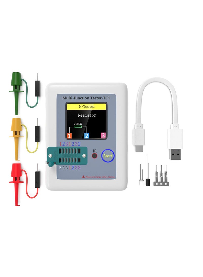 LCR TC1 Multi-Function Transistor Meter with Full Color Display for Testing Diodes Capacitors Resistors and MOSFETs