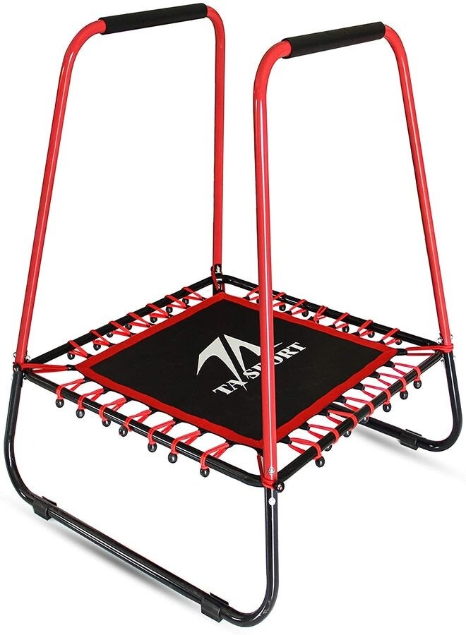 Trampoline with Handrail Black/Red 40 inch