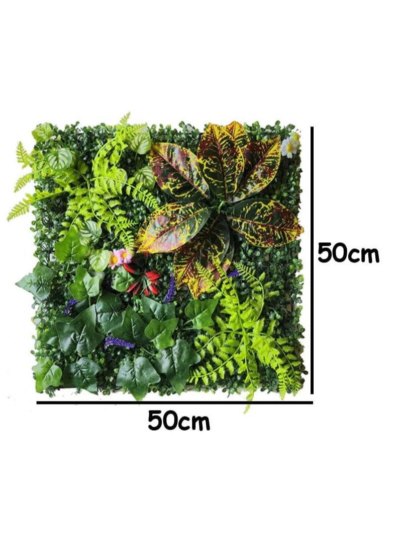 Artificial Grass Wall Panels 50x50cm UV Protected Faux Greenery Privacy Fence Cover Indoor Outdoor Decorative Boxwood Panels for Home Backyard and Wall Decor