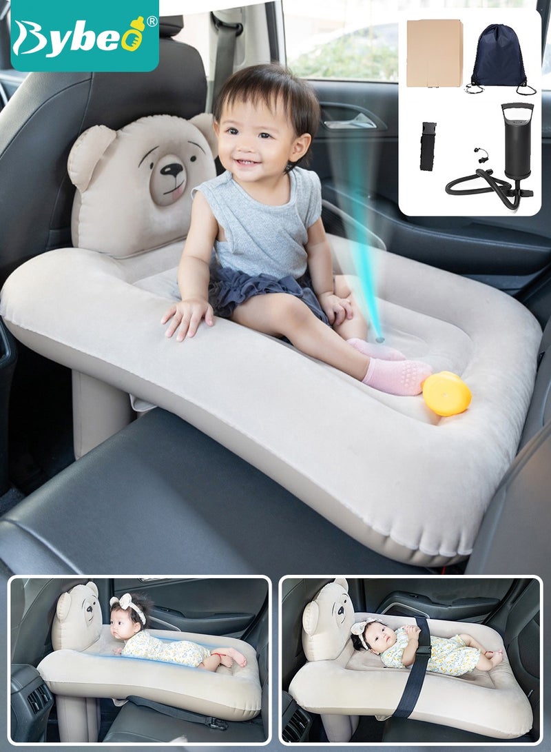 Inflatable Toddler Travel Bed, Kids Travel Airplane Bed, Portable Toddler Travel Car Seat Crib with Seat Belt, Kids Blow Up Mattress for Car Seat with Hand Pump & Storage Bag, Toddler Travel Essential