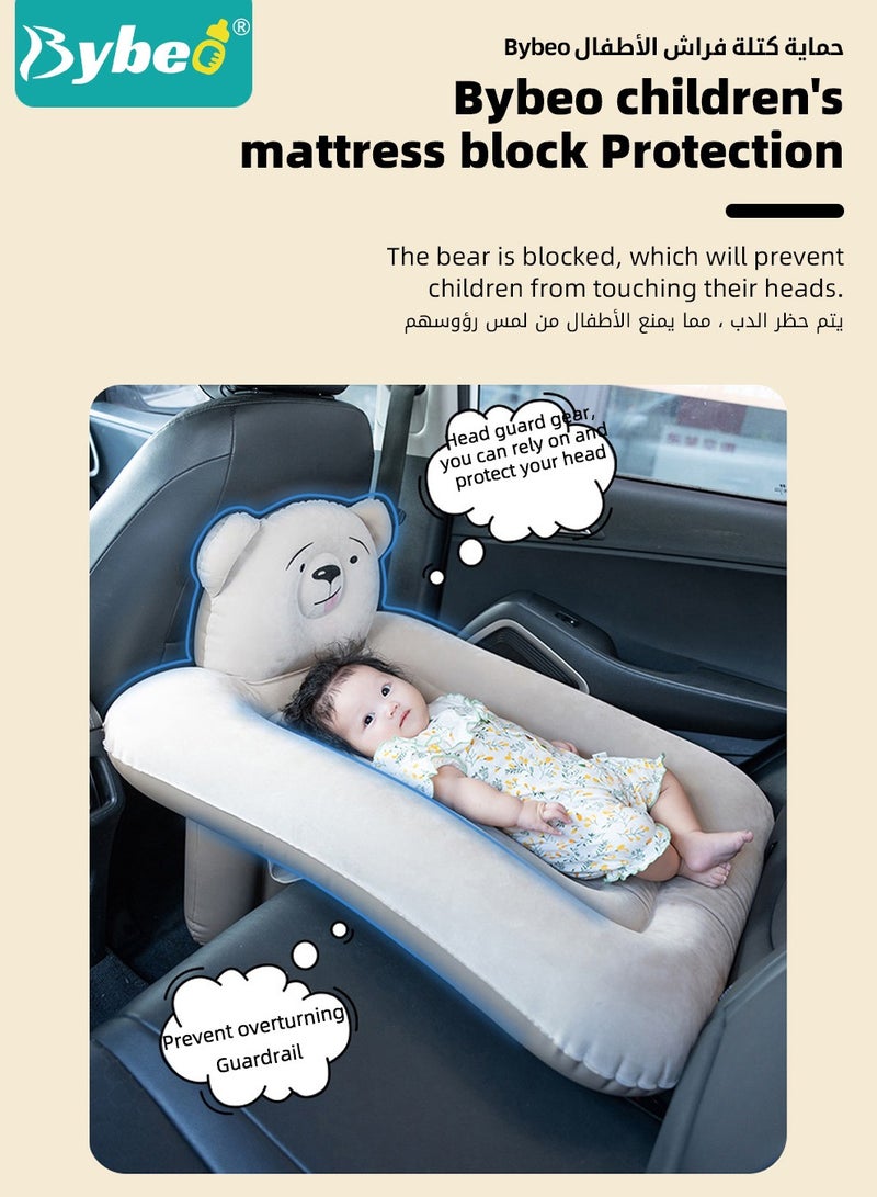 Inflatable Toddler Travel Bed, Kids Travel Airplane Bed, Portable Toddler Travel Car Seat Crib with Seat Belt, Kids Blow Up Mattress for Car Seat with Hand Pump & Storage Bag, Toddler Travel Essential