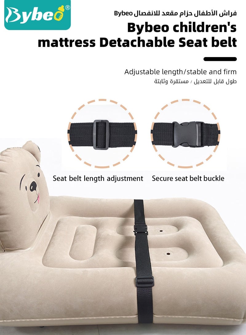 Inflatable Toddler Travel Bed, Kids Travel Airplane Bed, Portable Toddler Travel Car Seat Crib with Seat Belt, Kids Blow Up Mattress for Car Seat with Hand Pump & Storage Bag, Toddler Travel Essential
