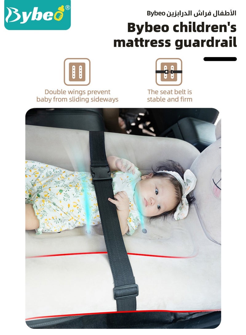 Inflatable Toddler Travel Bed, Kids Travel Airplane Bed, Portable Toddler Travel Car Seat Crib with Seat Belt, Kids Blow Up Mattress for Car Seat with Hand Pump & Storage Bag, Toddler Travel Essential