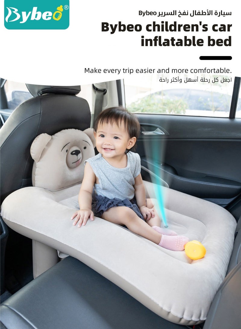 Inflatable Toddler Travel Bed, Kids Travel Airplane Bed, Portable Toddler Travel Car Seat Crib with Seat Belt, Kids Blow Up Mattress for Car Seat with Hand Pump & Storage Bag, Toddler Travel Essential